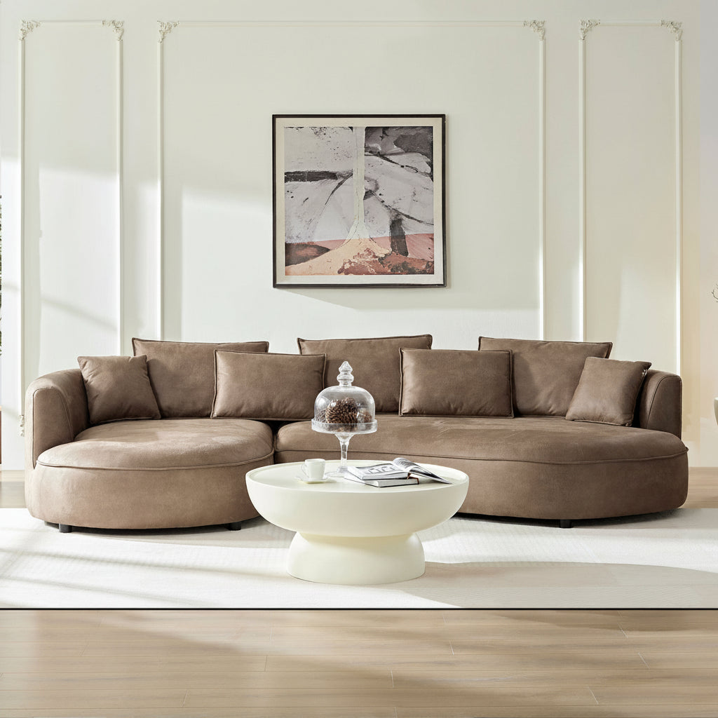 128.74-Inch Modern Curved Sectional Sofa with Chaise