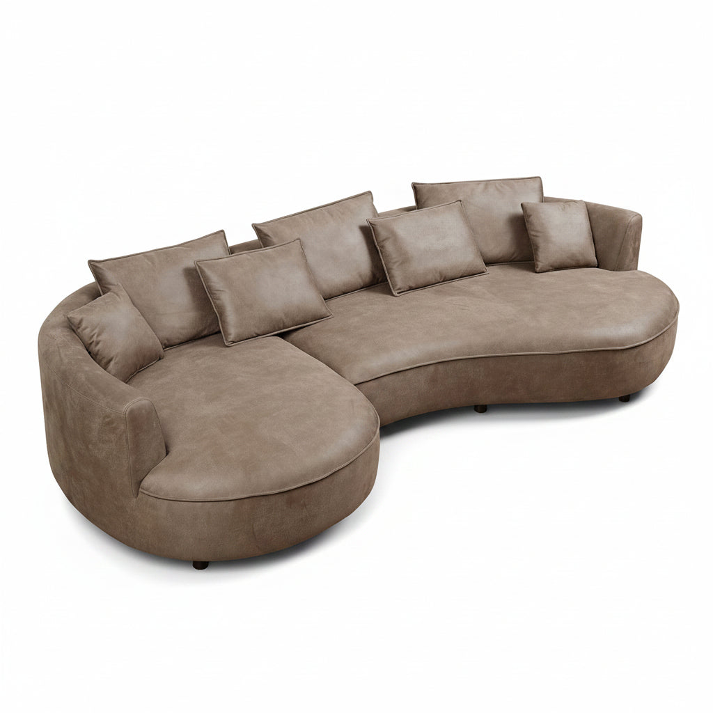 128.74-Inch Modern Curved Sectional Sofa with Chaise