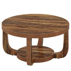 2-Tier Round Coffee Table with Storage Shelf