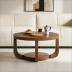 2-Tier Round Coffee Table with Storage Shelf