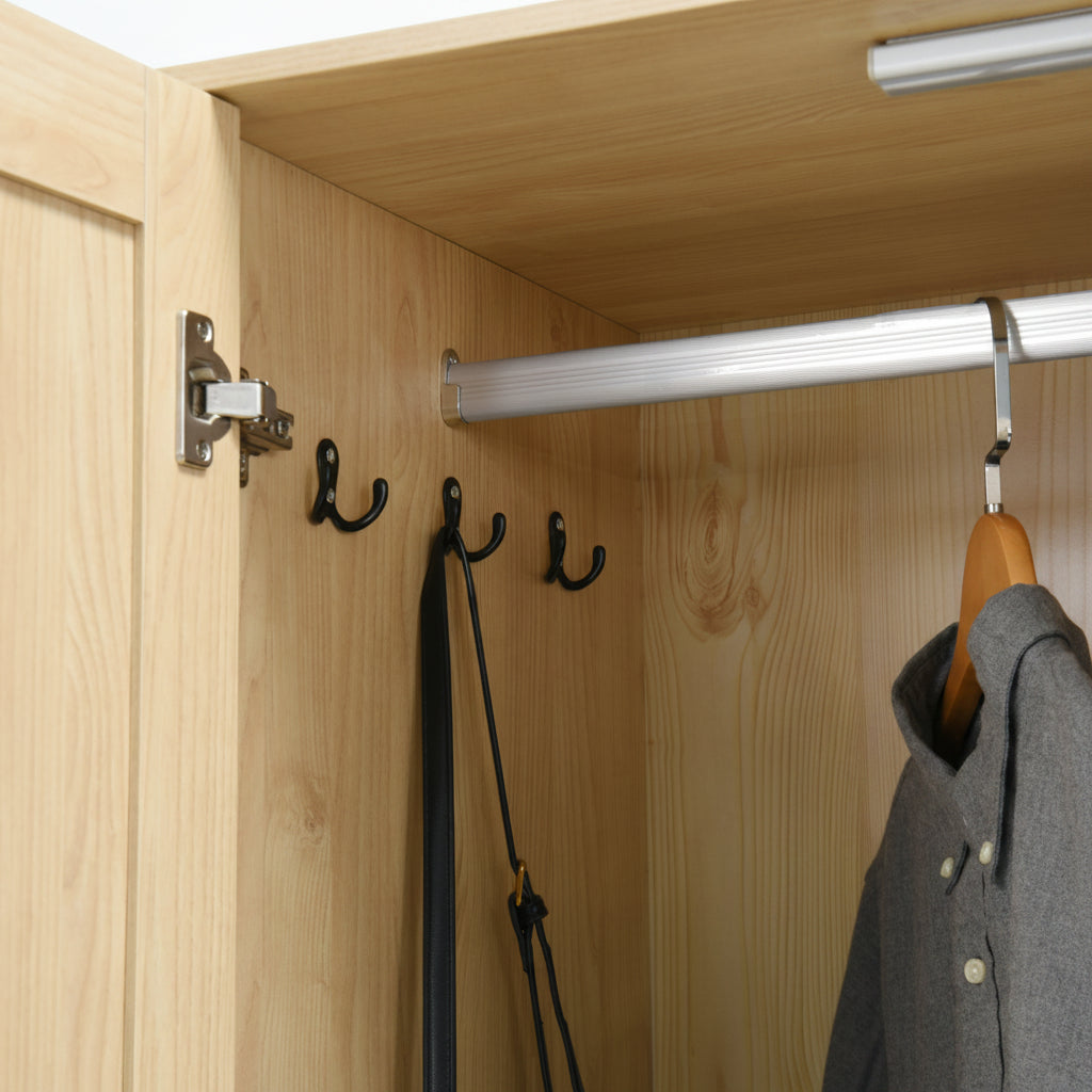 4-Door Wardrobe Closet with Mirror and LED Lighting