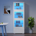 60x40x173cm Display Cabinet with LED Lighting and Glass Shelves