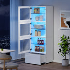60x40x173cm Display Cabinet with LED Lighting and Glass Shelves