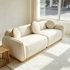 90.94-Inch Modern Curved Sofa with Accent Pillows