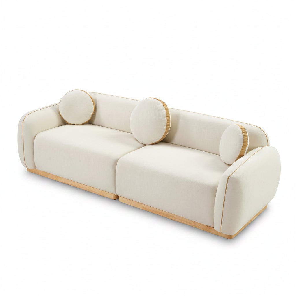 90.94-Inch Modern Curved Sofa with Accent Pillows
