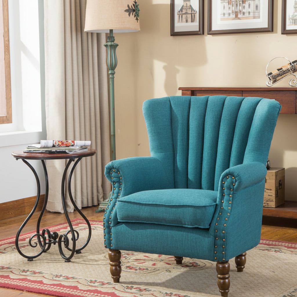 American Style Retro Fabric Single Sofa Chair