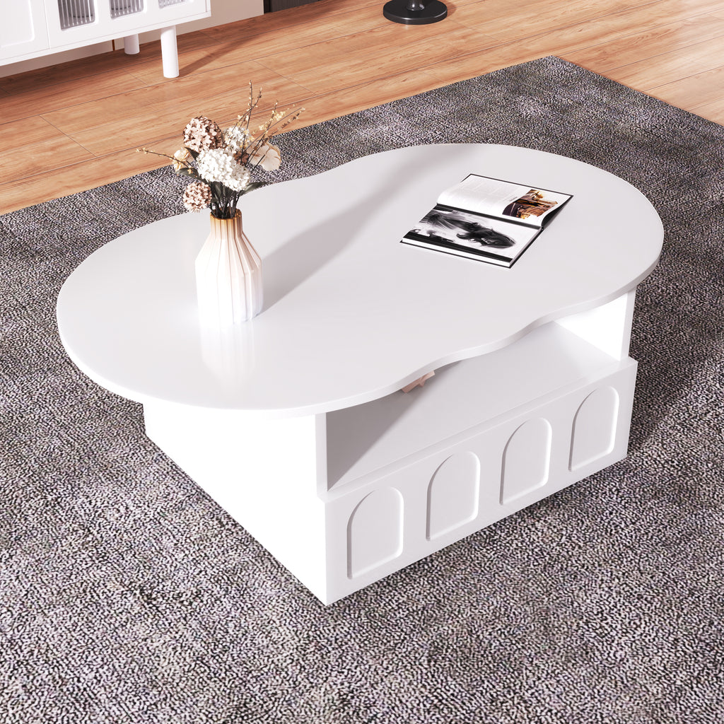 Cloud-Shaped Coffee Table with Drawer and Storage