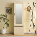 Narrow Wardrobe Cabinet with Mirror and Pull-Out Rail