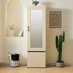 Narrow Wardrobe Cabinet with Mirror and Pull-Out Rail