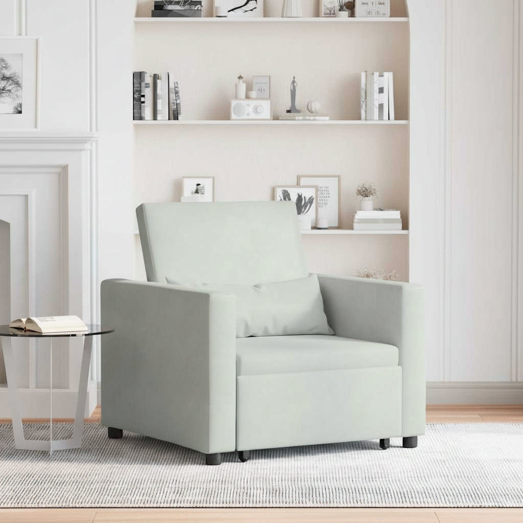 Single Sleeper Sofa with Wheels and Velvet Upholstery