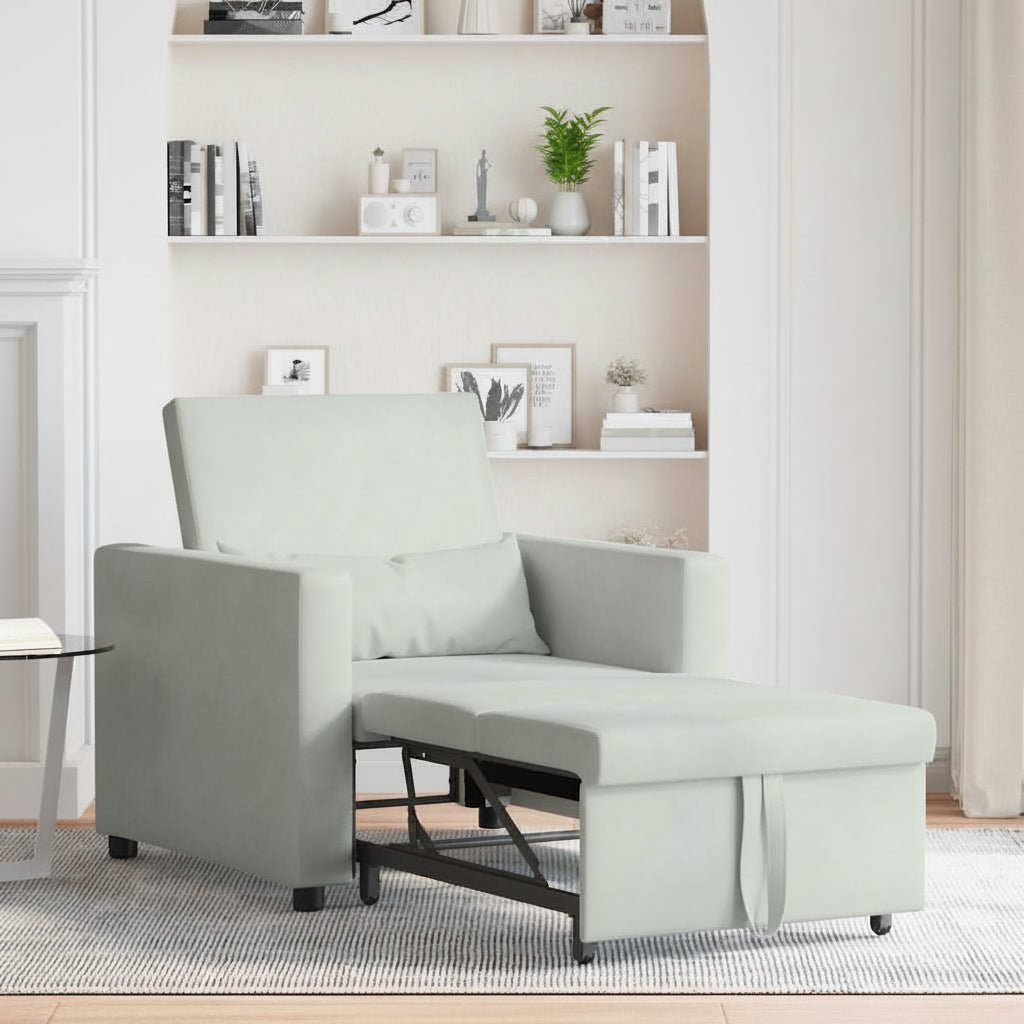 Single Sleeper Sofa with Wheels and Velvet Upholstery
