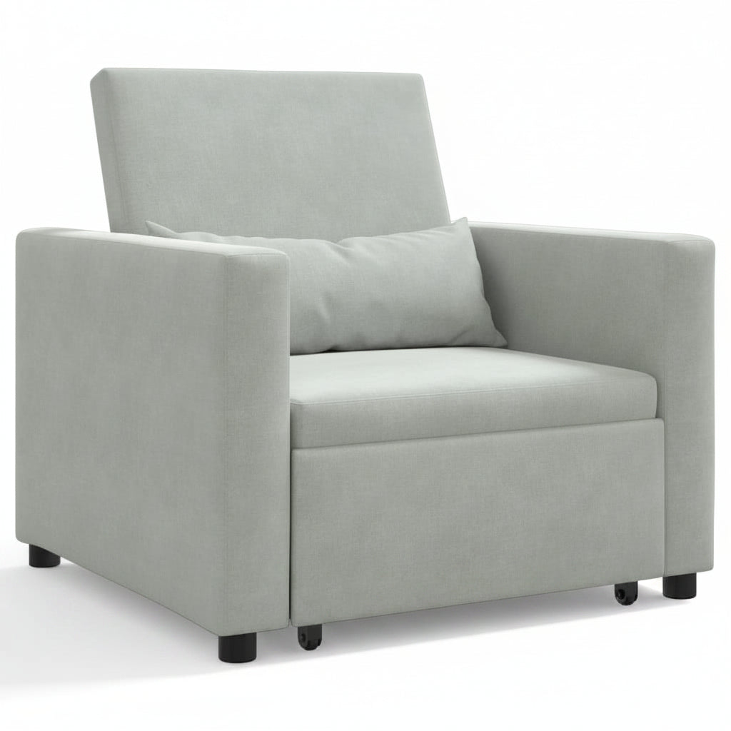 Single Sleeper Sofa with Wheels and Velvet Upholstery