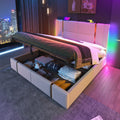 Upholstered 160x200cm Storage Bed with App-Controlled LED