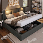 Upholstered 160x200cm Storage Bed with Reading Light